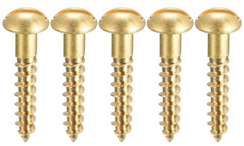 sourcing map 50 Stück Schlitz Rundkopf Holzschrauben M4 x 20mm Messing Blechschraube Halbrundkopf Linsenkopfschrauben