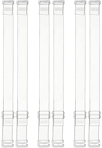 Syhood Invisible Clear Bra Straps Soft Transparent Replacement Shoulder Straps Non-Slip Adjustable Straps for Women Strapless Bras(3 Pairs,10 mm)