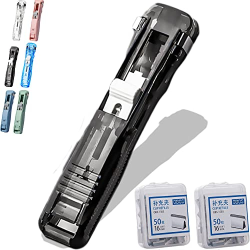 UGIF Reusable Creative Stapler, Klammerloses Heftgerät, mit 100 Stück Wiederverwendbare Heftklammern, Bindewerkzeuge, Tragbarer, Nadelloser Hefter, Für Büro, Schreibtisch, Schulbedarf