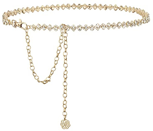 YooAi Strassgürtel für Damen Formaler Gürtel für Damenkleider Diamant-Bling-Gürtel für Hochzeiten und Brautgürtel 17 M golden