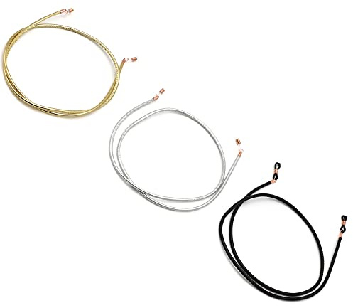 GERNEO® – Toulouse – Premium Leder Brillenband & Brillenkordel – schwarz, gold, silber und rosagold Halterungen – Glattlederoptik Unisex PU Brillenkordel für Lesebrille & Sonnenbrille
