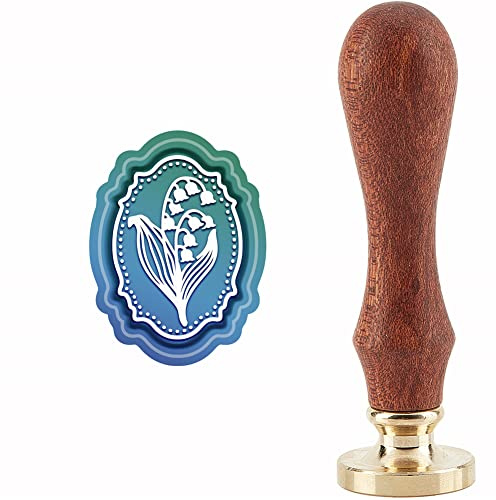 craspire Wachssiegelstempel Maiglöckchen Siegellackstempel Blumen Retro Vintage Abnehmbarer Messingstempelkopf Mit Holzgriff