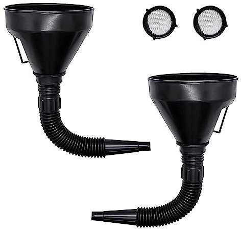 Large Car Funnel for Petrol 2pcs Flexible Plastic Fuel Funnels Car for Multifunctional Funnel with Filter and Wide Mouth for Motorcycle Car Oil Petrol Gasoline and Household Uses