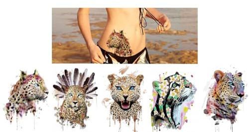 Leopard tatuering gepard tatuering panter tatuering arm tatueringar falsk tatuering 5 ark set Leopard5