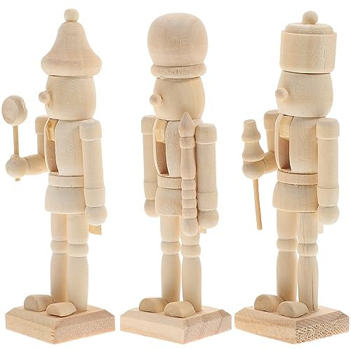 MAGICLULU Rôle Jouet 3 Casse-Noisette En Bois Non Fini Casse-Noisette En Bois Pour Peindre Casse-Noisette Non Peintes Pour Décoration De Noël Bricolage Kids Toys