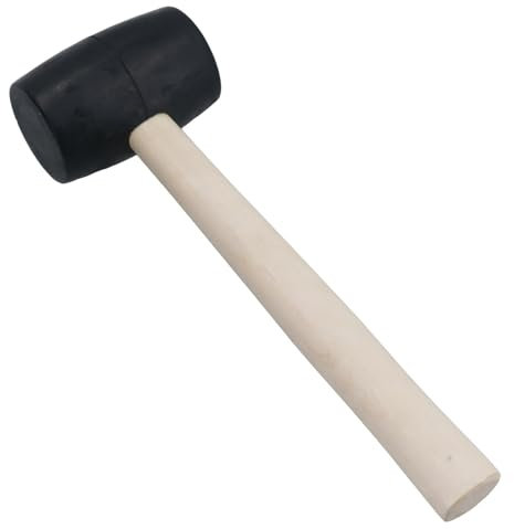 16oz Heavy Duty Rubber Mallet Hammer Wooden Soft Grip Handle Non Marking