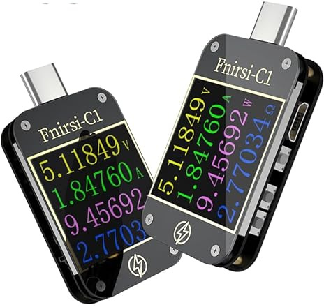 GuliTech USB Tester Charge Detection FNIRSI-C1 Type-C PD Trigger USB-C Voltmeter Ammeter Fast Charging Protocol Test Type-C Meter Power Bank tester With PC Software(FNIRSI-C1 wo Bluetooth)