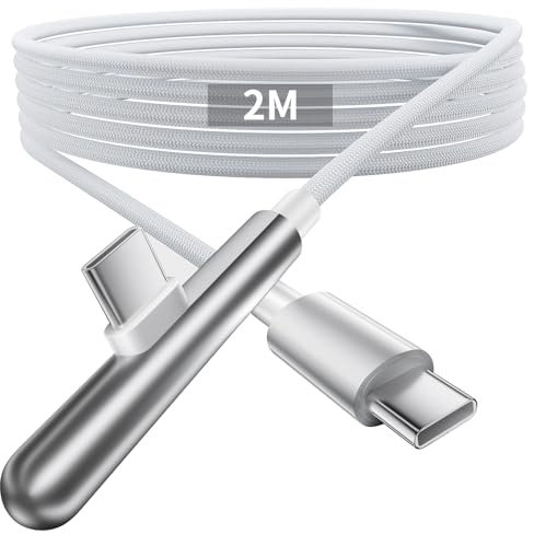 ACOCOBUY 2m Cable USB C a USB C para iPhone 16 15 Pro Max/Plus, 240W 5A, Acodado 90 Grados, PD de Carga Rápida, Cable USB tipo C de Carga Rápida para iPad Pro para Samsung A15/A55/A35/S24/S23/S22/S21