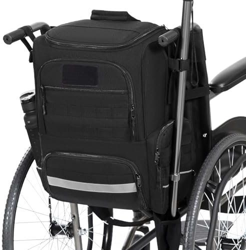 BlesMaller Taschen für Rollstuhl Nylon Rollstühle Rucksack für Rollator Zubehör Aufbewahrungstasche mit Krücken Taschen & Isolationstasche