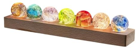DHliIQQ Kristallkugel-Ornamente, Fantasie, bunte Glaskugel, leuchtend, sieben Formationen, Kugel, Sterndekoration, Planeten, Weihnachtslicht, große Kugeln, Kristall-Weihnachtskugeln, Lampe, 4 cm, 1
