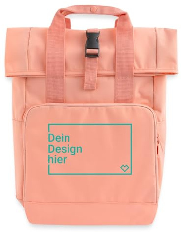 Spreadshirt Rolltop Rucksack personalisieren mit Foto oder Text | Personalisierbarer Rolltop Rucksack mit zwei Griffen