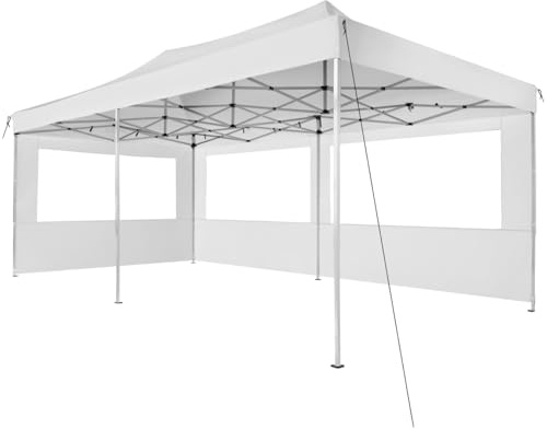 tectake® Tonnelle de Jardin 6 x 3 m en Acier Inoxydable Pliable Tente de réception, 100% Imperméable, 2 Parois, Sardines & Sac de Transport Inclus, Tonnelle terrasse Exterieur Barnum Mariage Baptême