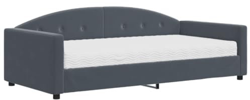 vidaXL Tagesbett, Gästebett mit Matratze, Sofabett Schlafsofa für Schlafzimmer Wohnzimmer, Bettsofa Sofa 2-in-1, Dunkelgrau 100x200cm Samt