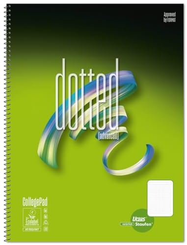 Staufen Advanced Collegeblock - 3 Blöcke à 80 Blatt, DIN A4, LIN Dotted | 70 g/m² Qualitätspapier ausgezeichnet mit dem EU Ecolabel, praktische und durchdachte Lineaturen, DIN A4