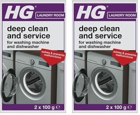 HG Deep Clean & Service Washing Machine Cleaner & Dishwasher Cleaner, Dishwasher & Washing Machine Descaler, Removes Deposits, Kitchen & Laundry Appliance Servicing - 2 x 100g (Pack of 2)