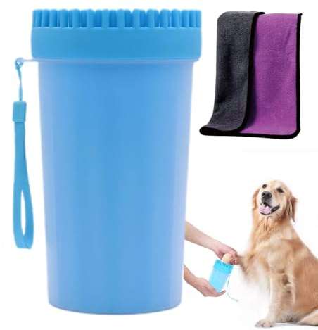 Novique Dog Paw Cleaner, Foot Washer for Pets - Quickly Clean a Muddy Paw, Soft Silicone Bristles, Suitable for Small, Medium, Large Breed Dogs(with 1 Absorbent Towel)
