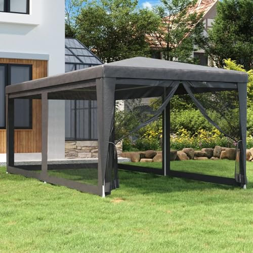 Snsowed Tenda per Feste 6 Pareti Laterali in Rete Antracite 3x6 m HDPE,Tenda per Feste,Tende per Eventi e Tendoni,Tende per Gazebo Esterno-319239