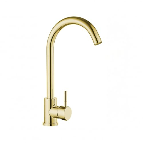 Faizee Home | Genial Küchenarmatur Gold 29 cm – Eleganter Einhebelmischer mit 360° Auslauf | Messing, Keramikkartusche, Premium-Design