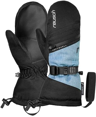 Reusch Moufles de Ski Femmes |Chaudes et imperméables avec Manchette Longue | Gants d'hiver coupe-vent et respirants, pour les activités de plein air et les loisirs, Taille 6-8,5, mitaines Demi R-TEX XT