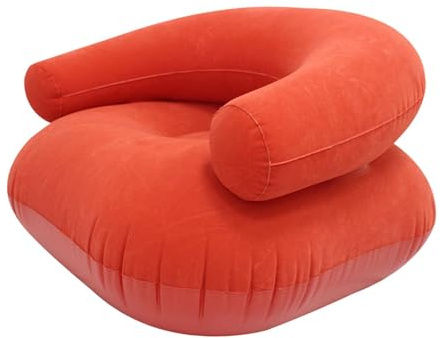 getuse Poltrona gonfiabile con superficie floccata, reclinabile portatile per interni ed esterni, 73 x 73 x 52 cm, rosso