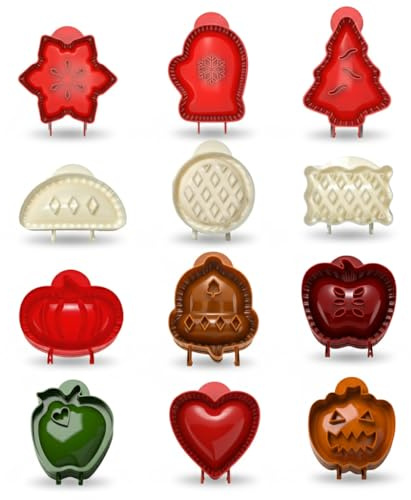 12 Pack Mini Hand Apple Pie Molds Maker for Baking - Thanksgiving Fall Christmas Halloween Baking Supplies - One Press Cutter