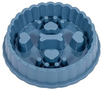 Grande Taille Gamelle Chien Anti Glouton pour Grand Chien Ø 27cm Capacite 1.2L - Haut Rebord et Anti-dérapant (Bleu)