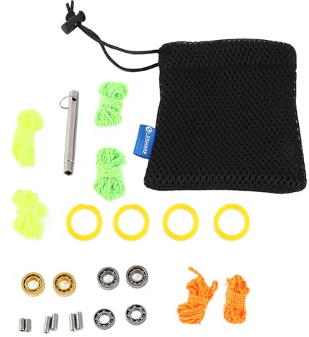 Fesjoy Hochpräzises Yo-Yo-Ersatzlagerpaket mit Saiten und Lagerentfernungswerkzeug für Nicht Reagierende Yo-Yos (Yoyo-Ersatzteile mit Netzbeutel)