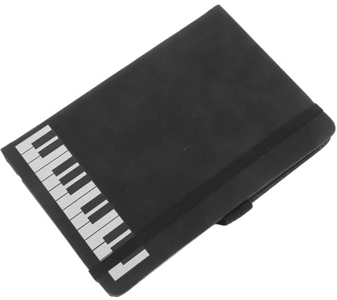 POPETPOP Carnet de Musique A6 à Couverture Pu Noire, Bloc-notes Thème Piano avec Pages Lisses, Cahier Partitions pour Prise de Notes, Dessin et Journal, Présent Fête pour Étudiants