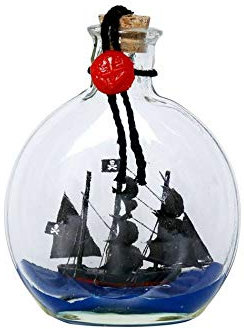 Hampton Nautical Black Pearl Model Ship in a Glass Bottle 4 - Pirate Boat - Model Wood Ship
