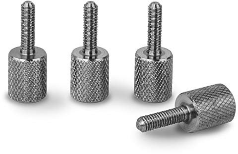 PrecisionGeek – Rändelschrauben M3 x 12 mm, mit Zylinder 12 mm lang, 10 mm Durchmesser, gerändelt, mit Sechskantschlüssel, Edelstahl – Set mit 4 Stück