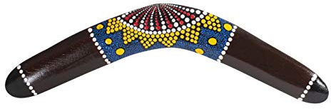 Australian Treasures - Boomerang Artigianale - 40cm - Boomerang Dipinto a Mano - Sport all'Aria Aperta - Marrone - Boomerang in Legno