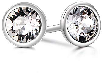 Simulierter Diamant Moissanite Ohrringe, Ohrstecker 925 Silber Zirkonia Damen Ohrringe Stecker mit Kristallen 3-6mm