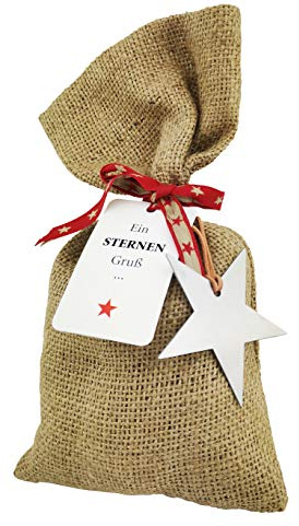 designimdorf Cascanueces con Nuez Säckchen-Set Y Estrellas Gruß Acero Inoxidable Personal Grabado