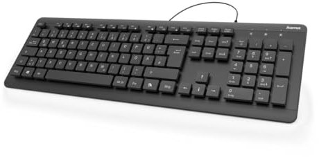 Hama abwaschbare Tastatur (wasserfeste Hygiene-Tastatur Zertifiziert nach IPX7, laserbeschriftet, ergonomisch, kabelgebunden, deutsches QWERTZ Layout, USB-Anschluss, Zahlenblock) schwarz