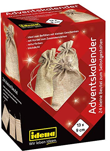 Idena 30197 - Adventskalender zum Selbstgestalten, 24 Beutel, Größe 13 x 9 cm, Bastelkalender, Advent, Weihnachtszeit