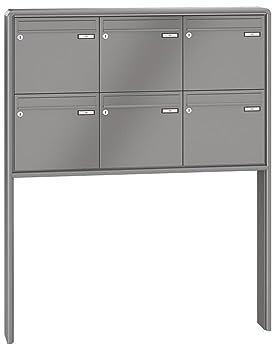 RENZ / RS2000 / 6er Freistehende Briefkastenanlage Standbriefkasten/RAL-Farbe 9007 Volumen 1/zum Einbetonieren/Dein-Briefkasten.de