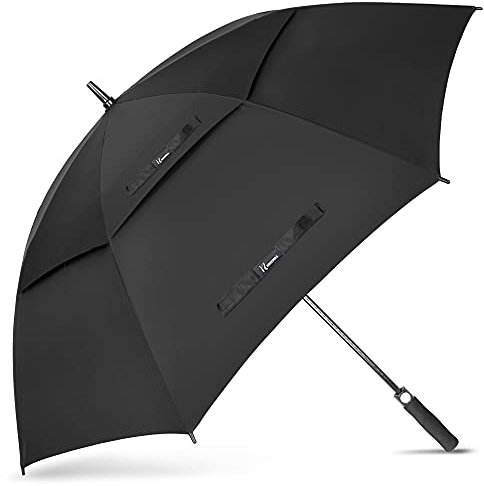 NINEMAX Golf Regenschirm Groß Sturmfest XL, Großer Regenschirm Sturmfest Stabil, Golfschirm Gross für Herren Damen 2 Personen (Schwarz)