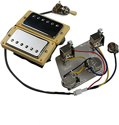 Elektrisk gitarr pickup Gitarr Pickups Humbucker Pickups Neck Och Bridge Pickup 4c Wiring Harness Push-Pull Single Cut Set För Gibson Epiphone Guitar (Color : Silver Yellow Frame)
