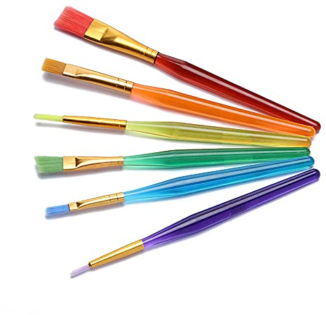 WYAN 6 Bunte Aquarell-Gouache-Pinsel, Nylon-Haar-Malpinsel-Set, für DIY | Nylonborsten + PS-Kunststoffschaft, verschiedene Pinselformen, 6 Farben, kompakt und handlich, leicht zu reinigen, zum Malen