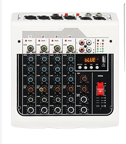 HMTE Audio Mixer 6 Channel DSP USB Sound Card Interface Console with Bluetooth 48V Power Recording to PC