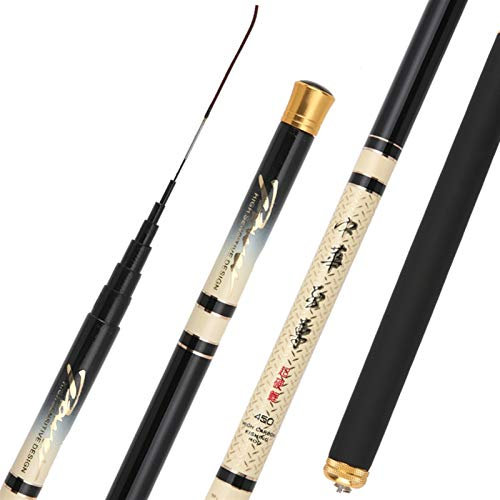 Angelrute Angelrute 3.9/4,5/4.8/5,4/6.3/7,2 Mt Kohlefaser-Hand-Pole Hoher Kohlenstoffstrom Superlicht Hart Angelrute (Color : Light Yellow, Length : 5.4m)