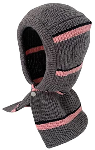 Strickmütze, handgefertigt, kältebeständig, leicht, für kalte Winter, Mädchen, Stricken, Halswärmer, Kappe, kompatibel mit Wintergrau