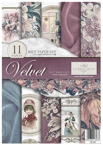 ITD Collection - Papier de riz créatif A4 Decoupage Rice Paper Sheet 29,7 x 21 cm Technique de découpage multicolore (RP044) - HS code 48021000