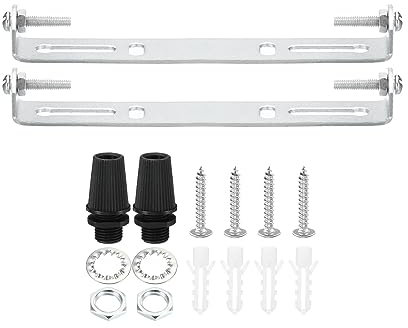 PATIKIL 120mm Techo Luz Placa Kit, 2 Juego Luz Accesorio Montaje Soporte Placa Acero Transversal Barra para Casa Oficina Colgante Pared Lámpara, con Tornillo Arandela Tuerca Kit