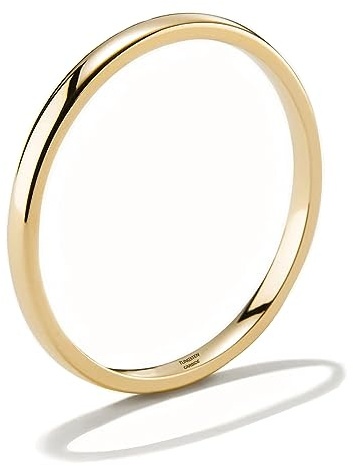 NOKMIT 2mm Gold Wedding Bands for Women Men Dainty Gold Tungsten Cigar Band Rings Thumb Pinky Ring High Polish Non Tarnish Comfort Fit Size 4-12(Gold-2mm,7)