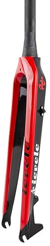 HIMALO Mountainbike-Starrgabel 26 27.5 29 Carbon Fiber MTB-Gabel Scheibenbremse Starrgabel 1-1/2 Tapered Threadless Ultralight 9mm QR Hard Forks (Color : Red, Size : 27.5'')