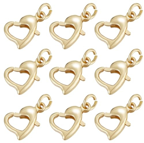 Beebeecraft 1 låda 12 st kärlekshjärta hummerlås, 18K guldpläterade hummerlås, smycken, armband, lås, kontakt med hoppring för gör-det-själv hantverk, smycken, kedjor, tillverkning, klapphål: 2,5 mm