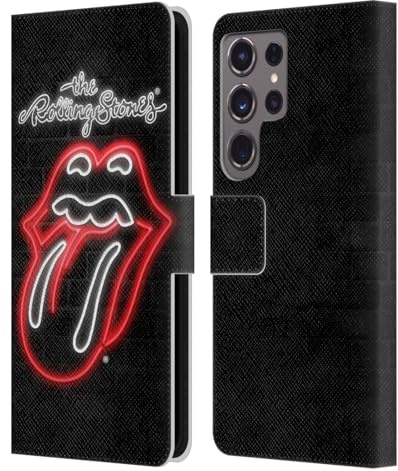Head Case Designs Officially Licensed The Rolling Stones Neon Licks Collection Leather Wallet Case Compatible with Samsung Galaxy S24 Ultra 5G