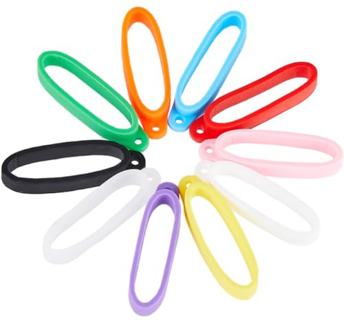 GORGECRAFT 30 pièce de Support D'Anneaux en Caoutchouc de Silicone Anti-Perte 10 Couleurs 40mm de Diamètre Étuis Réglables Polyvalents Collier Cordon Bandes de Remplacement Pendentif Kit de Transport