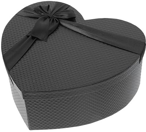 SEWACC Black Heart Shaped Box, Heart-shaped Paper Box Valentines Day Present with Lid Empty Florist for Wedding Holiday Supplies